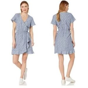 Jcrew Mercantile Chambray Short Sleeve Ruffle Faux Wrap Dress